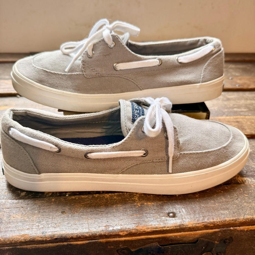 Sperry Top-Sider Gray Canvas Boat Shoes Sneakers - Women’s 9